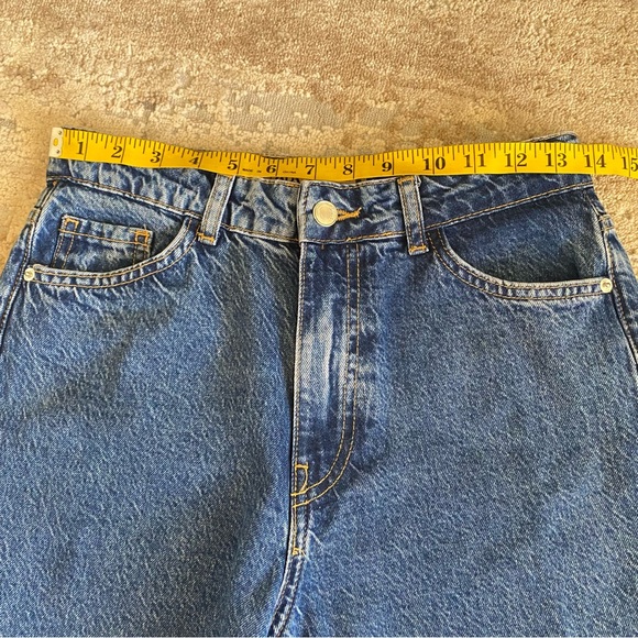 Zara Wide Leg Flare Jeans Retro Vintage Inspired Barrel Classic Blue Denim: 4 - Picture 5 of 10